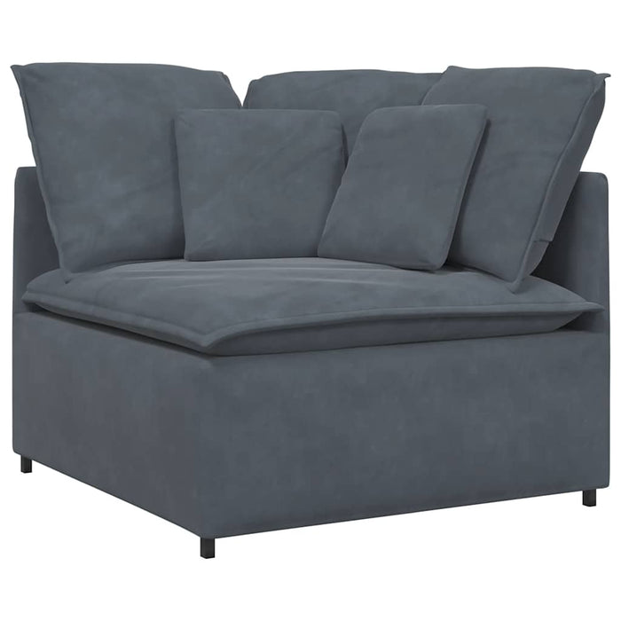 Modular Sofa With Footstool & Cushions Velvet Dark Grey Ttxoxxb