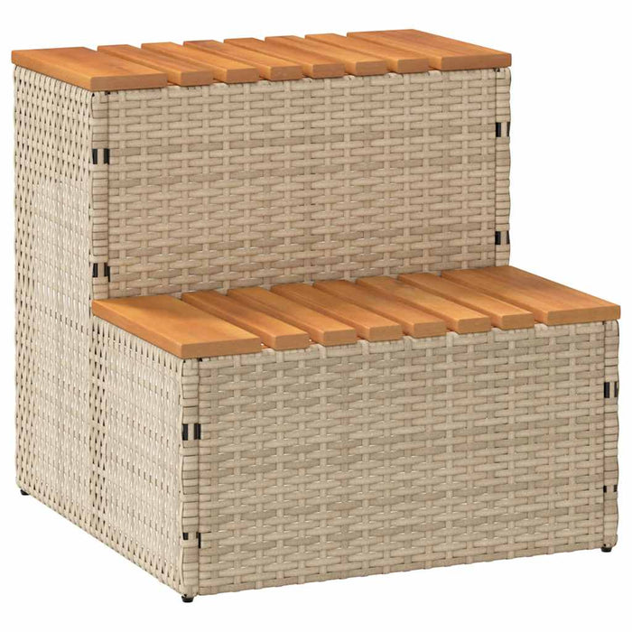 Hot Tub Step Beige 50X50X50.5 Cm Poly Rattan And Solid Acacia Aobtkax