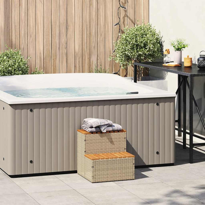 Hot Tub Step Beige 50X50X50.5 Cm Poly Rattan And Solid Acacia Aobtkax