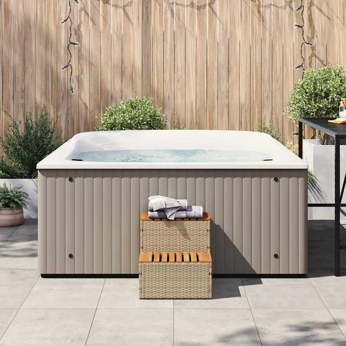 Hot Tub Step Beige 50X50X50.5 Cm Poly Rattan And Solid Acacia Aobtkax