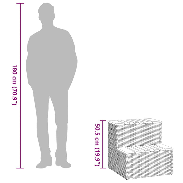 Hot Tub Step Beige 50X50X50.5 Cm Poly Rattan And Solid Acacia Aobtkax