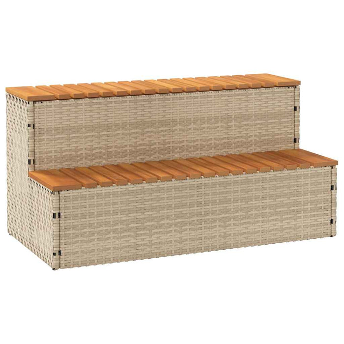 Hot Tub Step Beige 100X50X50.5 Cm Poly Rattan And Solid Acacia Aobtkal
