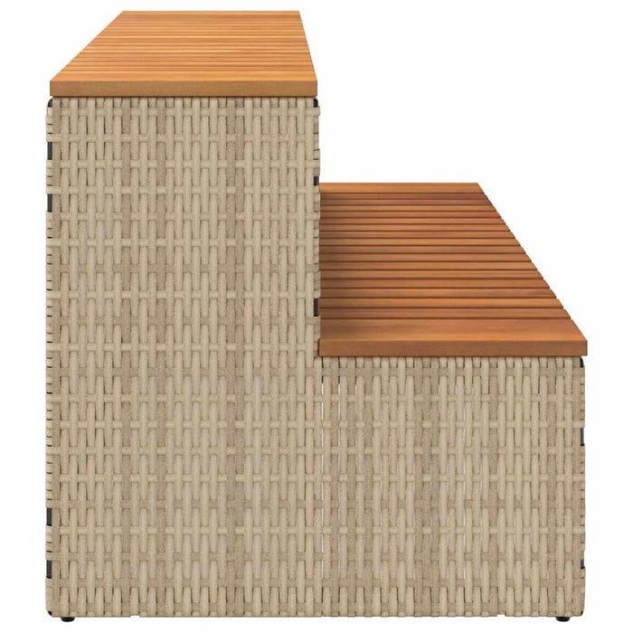 Hot Tub Step Beige 100X50X50.5 Cm Poly Rattan And Solid Acacia Aobtkal