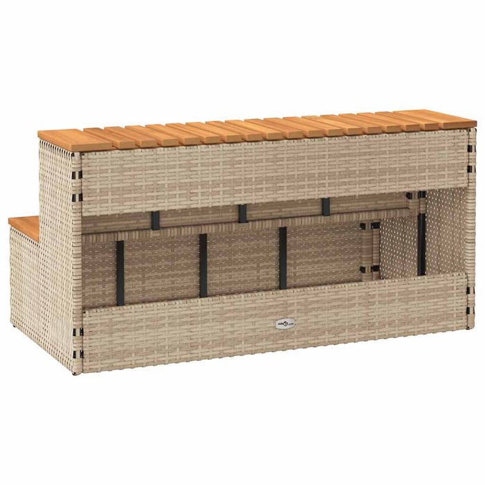 Hot Tub Step Beige 100X50X50.5 Cm Poly Rattan And Solid Acacia Aobtkal