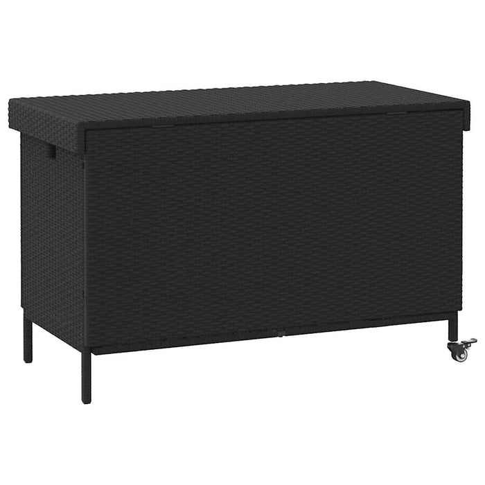Garden Storage Box With Wheels Black 110X55X73 Cm Poly Rattan Aobtnxl