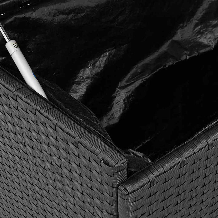 Garden Storage Box With Wheels Black 110X55X73 Cm Poly Rattan Aobtnxl