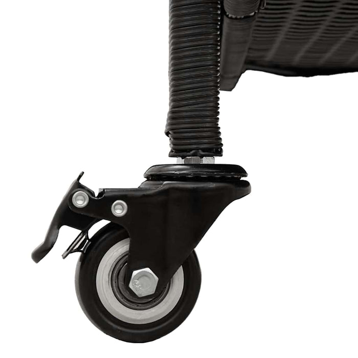 Garden Storage Box With Wheels Black 110X55X73 Cm Poly Rattan Aobtnxl