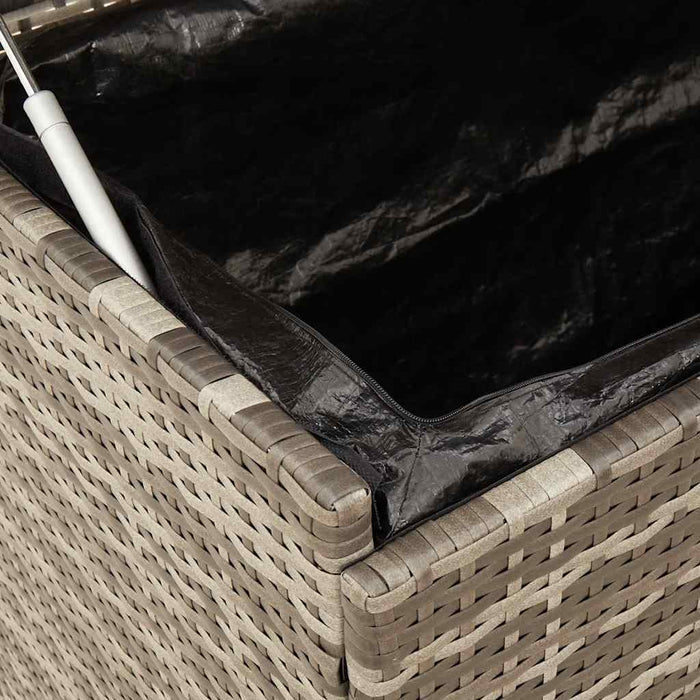 Garden Storage Box With Wheels Grey 110X55X73 Cm Poly Rattan Aobtnxn