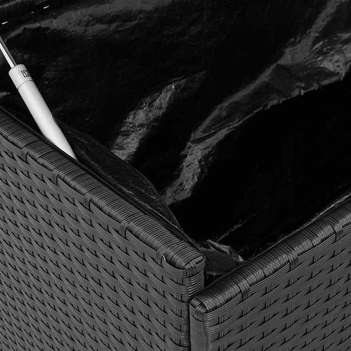 Garden Storage Box With Wheels Black 160X55X75 Cm Poly Rattan Aobtnto