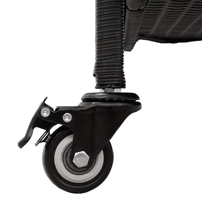 Garden Storage Box With Wheels Black 160X55X75 Cm Poly Rattan Aobtnto