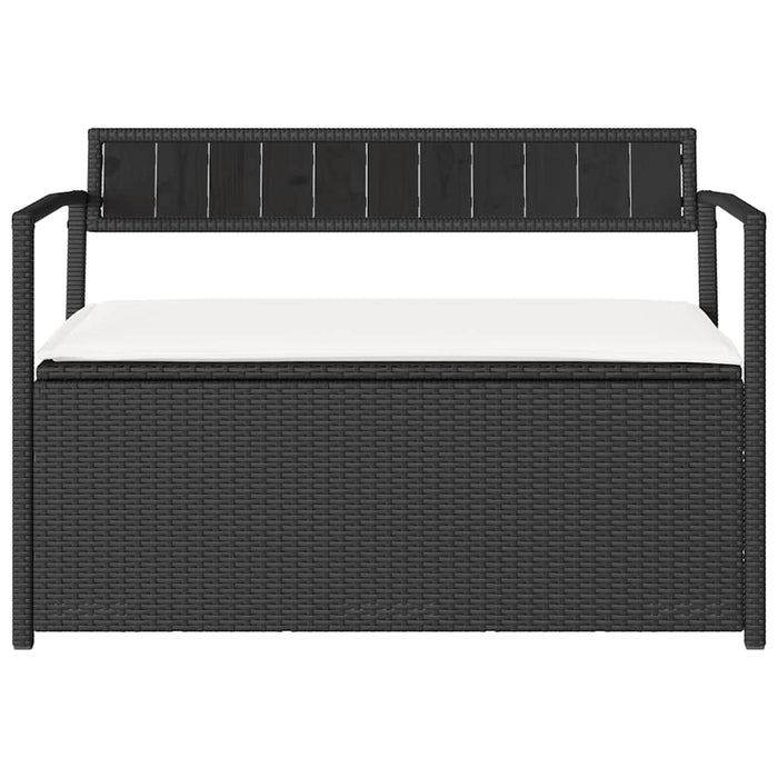 Garden Storage Bench With Cushion Black Poly Rattan Aobtntl