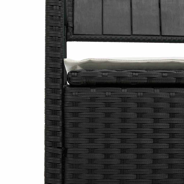 Garden Storage Bench With Cushion Black Poly Rattan Aobtntl