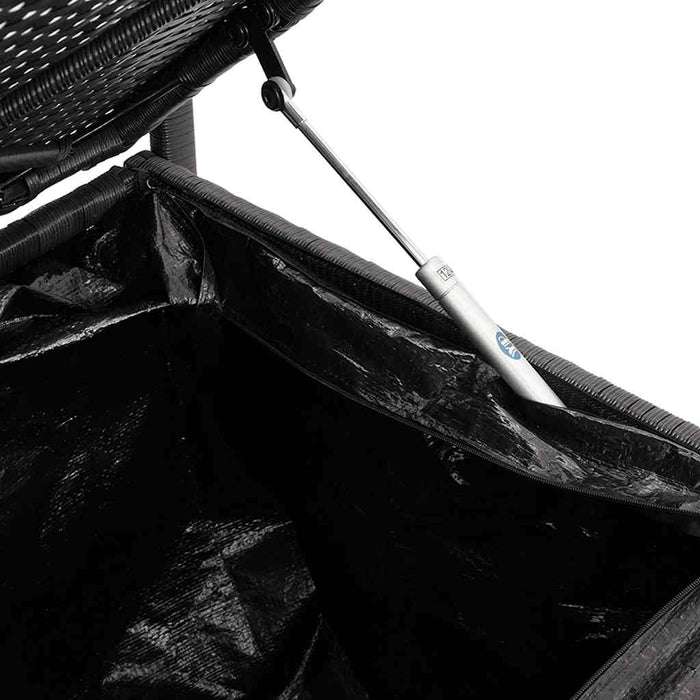 Garden Storage Bench With Cushion Black Poly Rattan Aobtntl