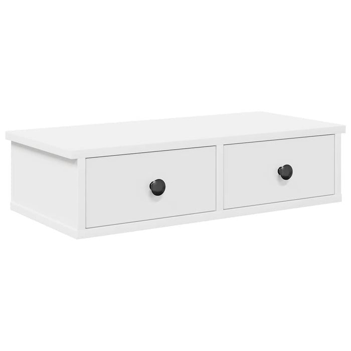 Wall Shelf With Drawers White 60X28X15 Cm Engineered Wood Npkkao