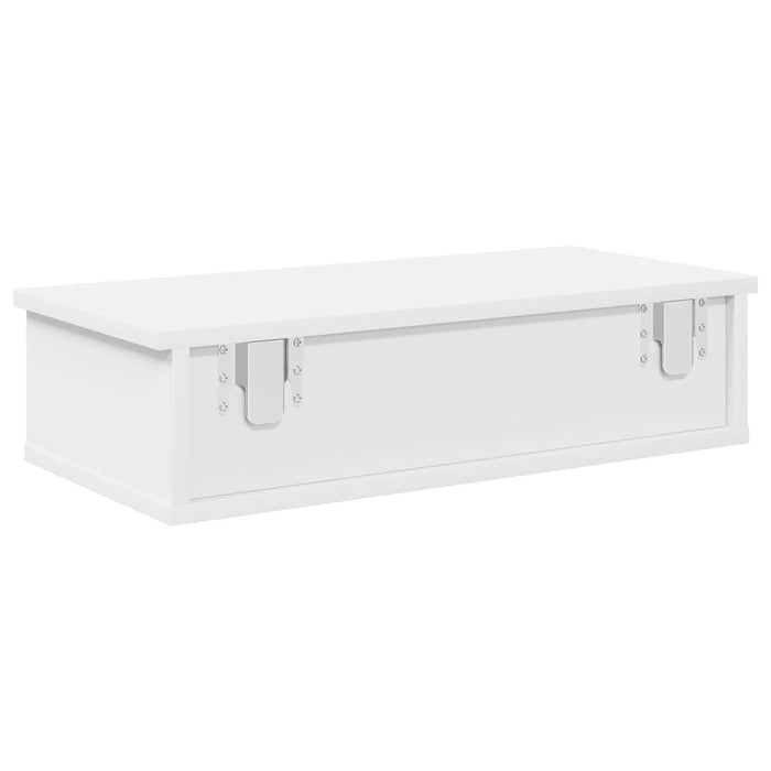 Wall Shelf With Drawers White 60X28X15 Cm Engineered Wood Npkkao
