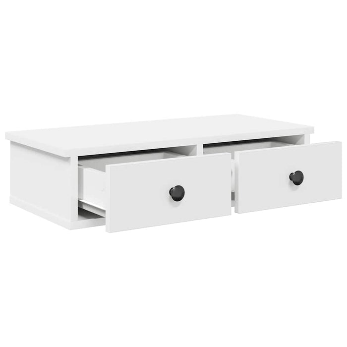 Wall Shelf With Drawers White 60X28X15 Cm Engineered Wood Npkkao