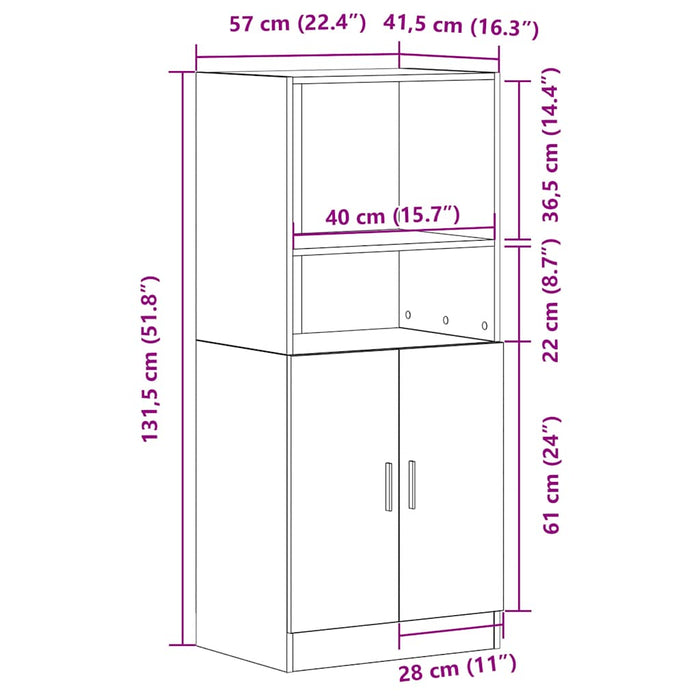 Kitchen Cabinet Black 57X41.5X131.5 Cm Engineered Wood Nlboxx