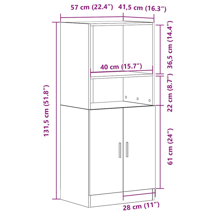 Kitchen Cabinet Sonoma Oak 57X41.5X131.5 Cm Engineered Wood Nlboxt