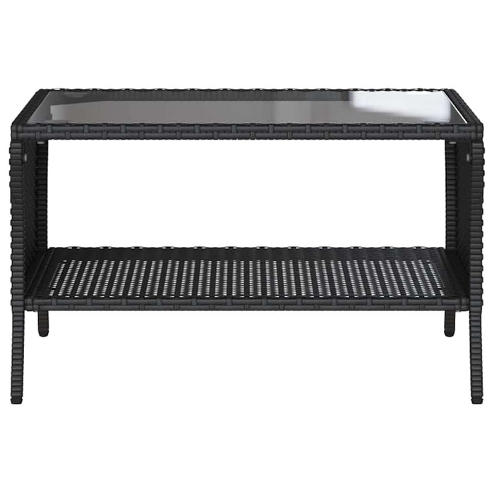 Garden Sofa 2-Seater With Cushions&Table Black Poly Rattan Aobtnap