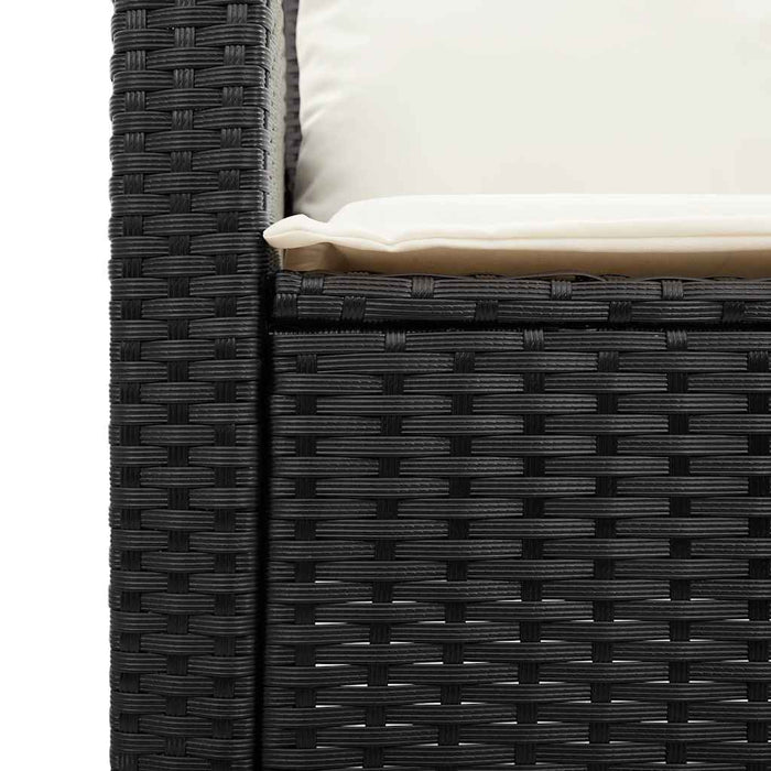 Garden Sofa 2-Seater With Cushions&Table Black Poly Rattan Aobtnap