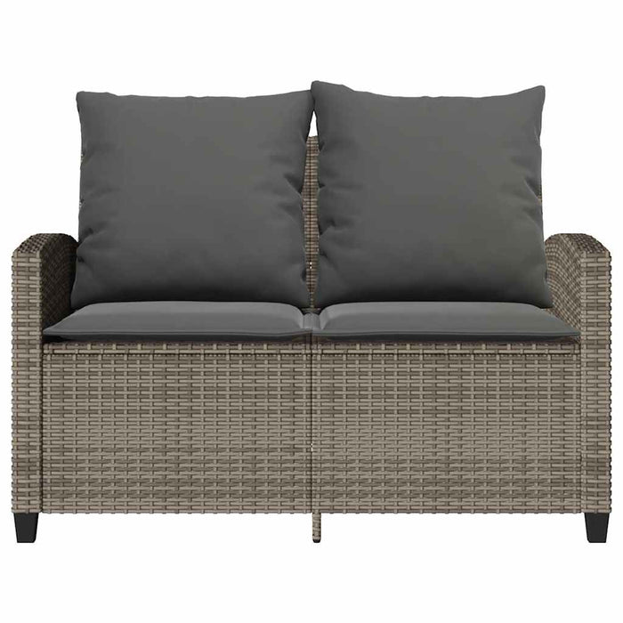 Garden Sofa 2-Seater With Cushions&Table Grey Poly Rattan Aobtnai
