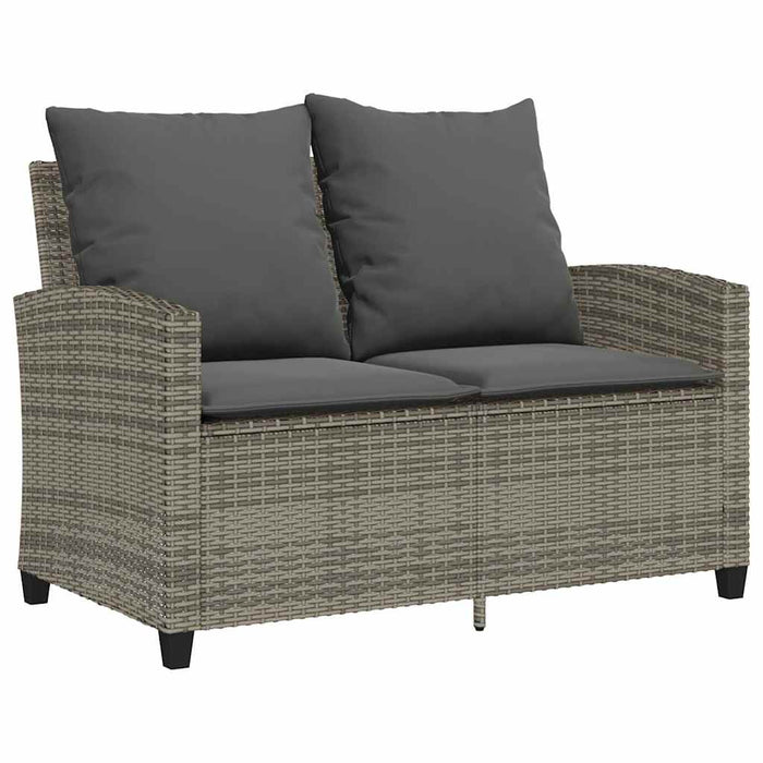 Garden Sofa 2-Seater With Cushions&Table Grey Poly Rattan Aobtnai