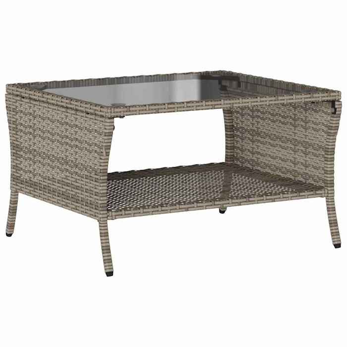 Garden Sofa 2-Seater With Cushions&Table Grey Poly Rattan Aobtnai