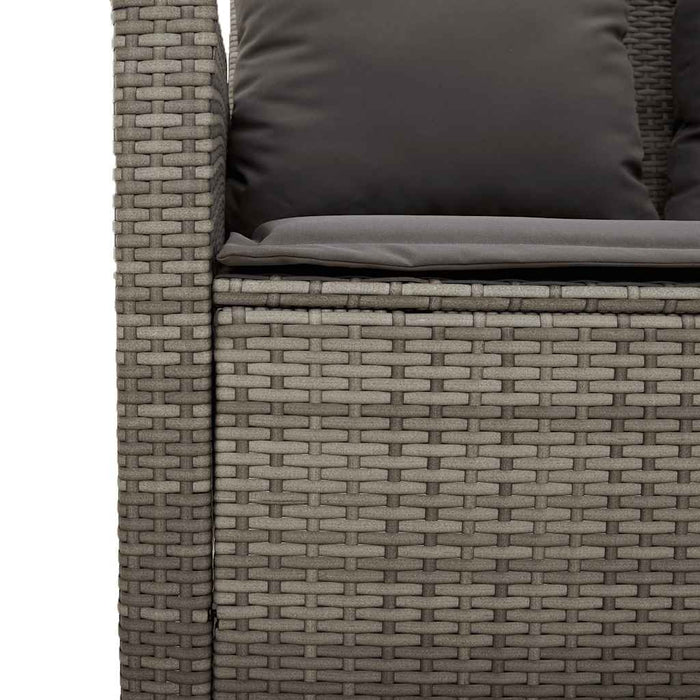 Garden Sofa 2-Seater With Cushions&Table Grey Poly Rattan Aobtnai