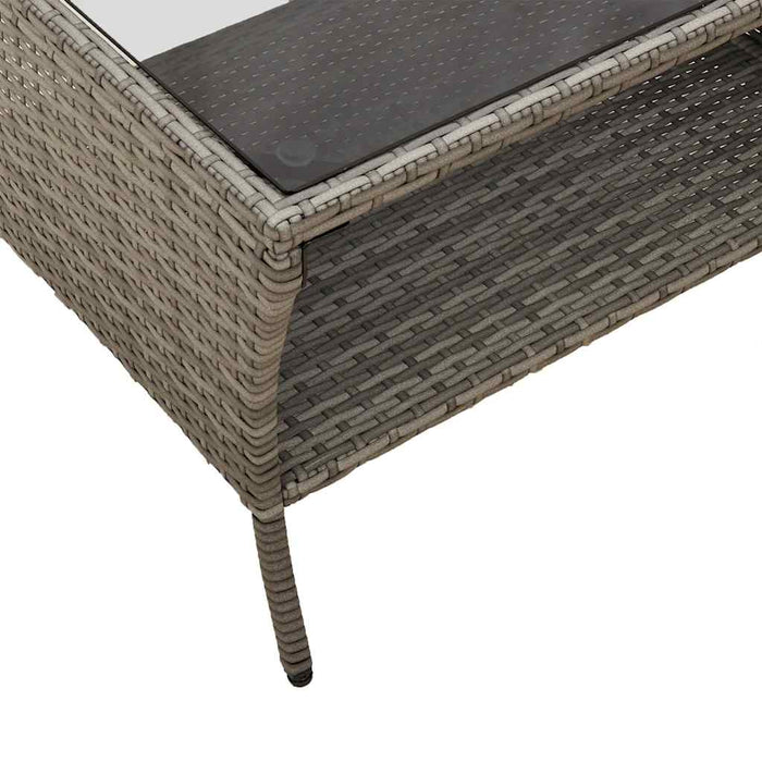 Garden Sofa 2-Seater With Cushions&Table Grey Poly Rattan Aobtnai