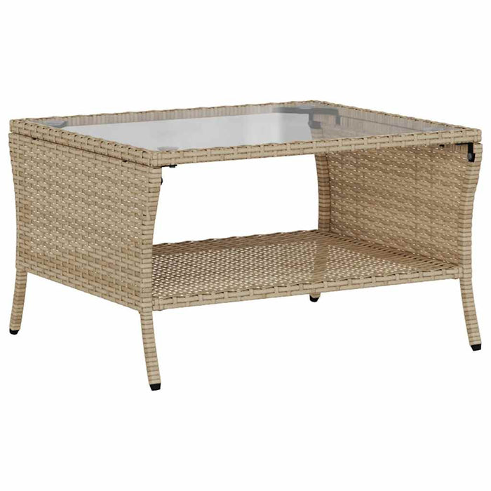 Garden Sofa 2-Seater With Cushions&Table Beige Poly Rattan Aobtnak