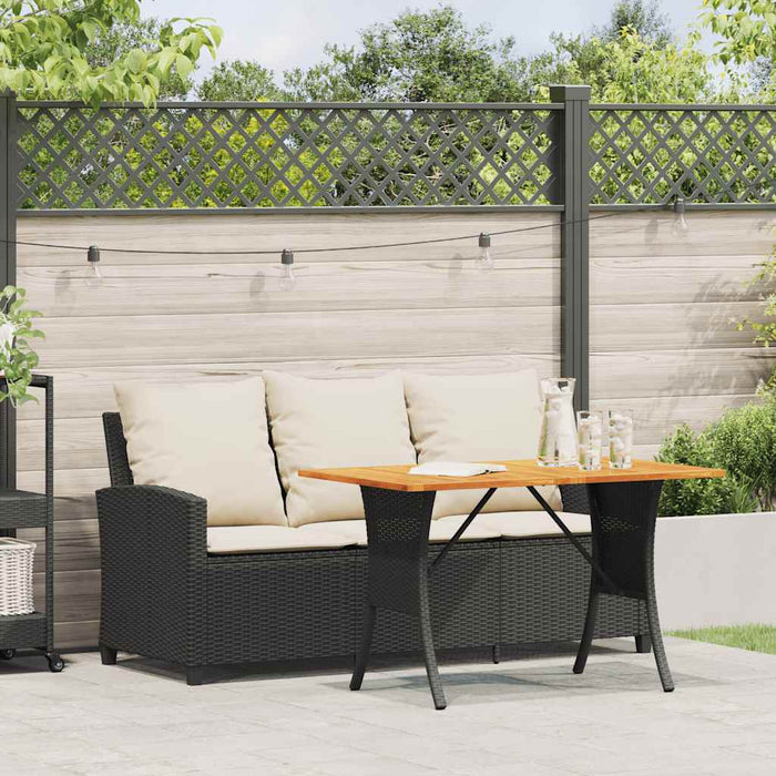 Garden Sofa 3-Seater With Cushions&Table Black Poly Rattan Aobtnpa