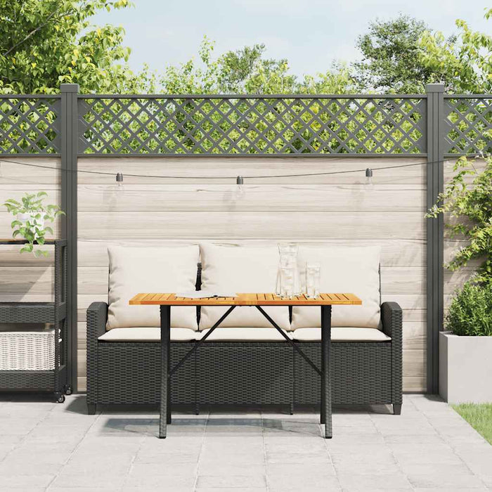 Garden Sofa 3-Seater With Cushions&Table Black Poly Rattan Aobtnpa