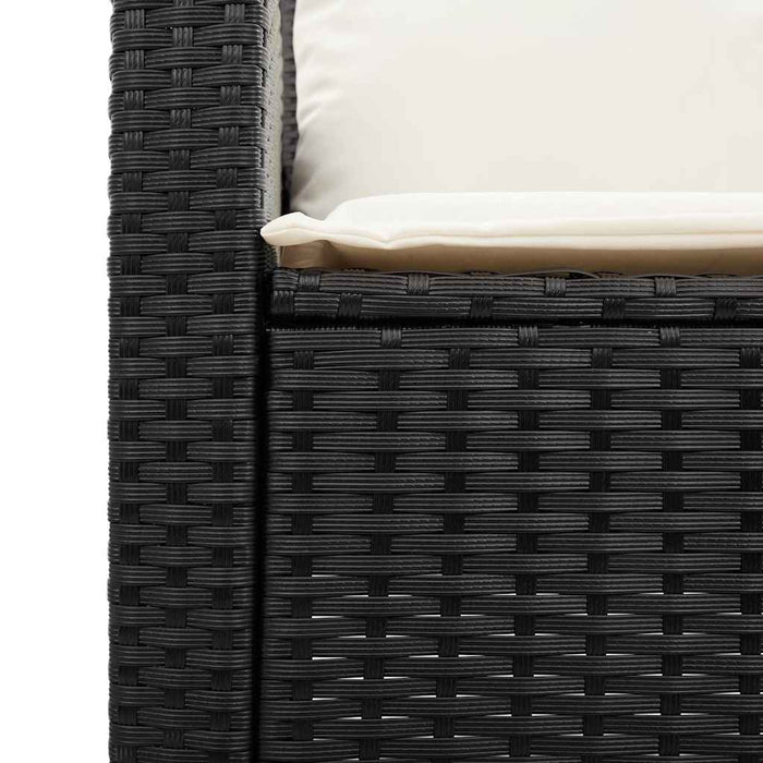 Garden Sofa 3-Seater With Cushions&Table Black Poly Rattan Aobtnpa