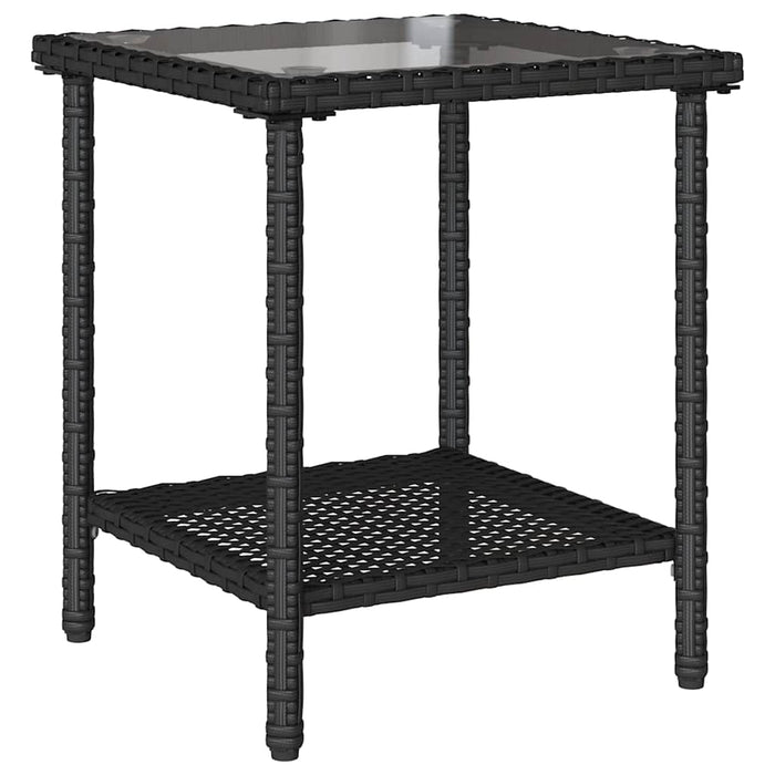 Garden Sofa With Table&Cushions L-Shaped Black Poly Rattan Aobtnix