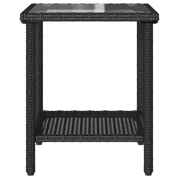 Garden Sofa With Table&Cushions L-Shaped Black Poly Rattan Aobtnix