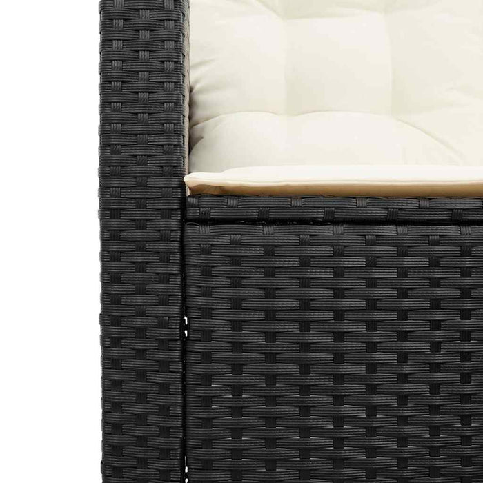 Garden Sofa With Table&Cushions L-Shaped Black Poly Rattan Aobtnix