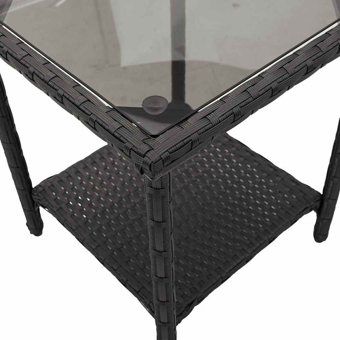 Garden Sofa With Table&Cushions L-Shaped Black Poly Rattan Aobtnix