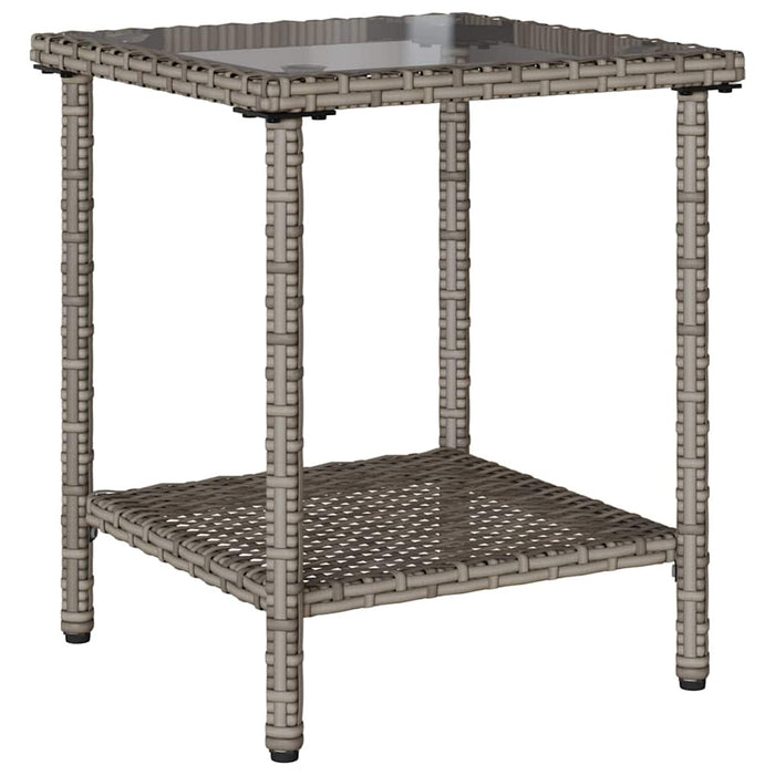 Garden Sofa With Table&Cushions L-Shaped Grey Poly Rattan Aobtnia