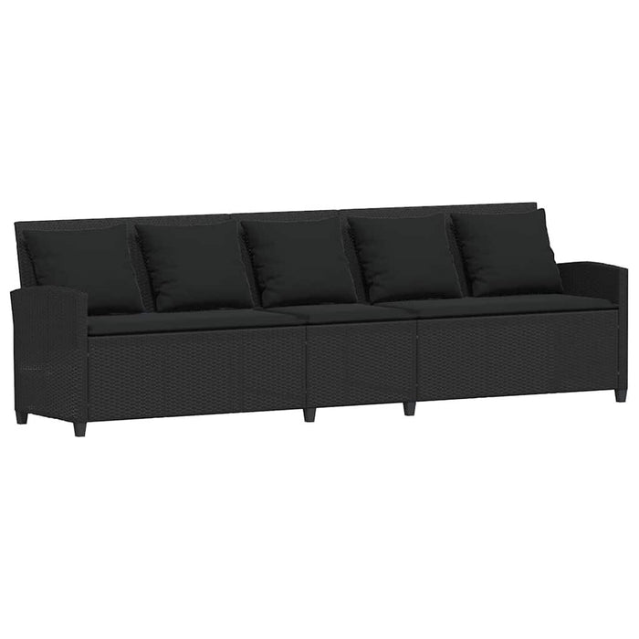 Garden Sofa 5-Seater With Cushions Black Poly Rattan Aobaoox