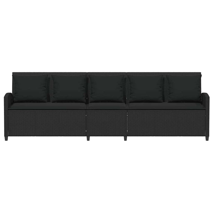 Garden Sofa 5-Seater With Cushions Black Poly Rattan Aobaoox