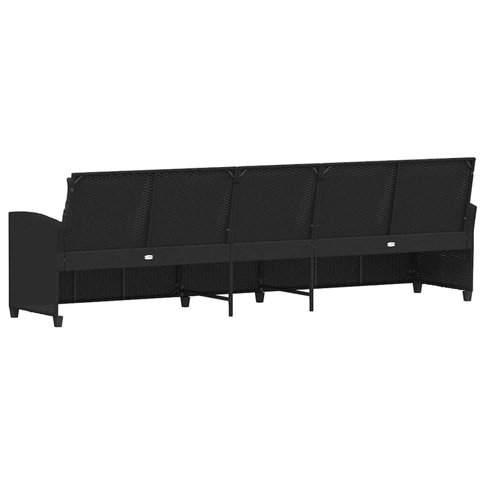 Garden Sofa 5-Seater With Cushions Black Poly Rattan Aobaoox