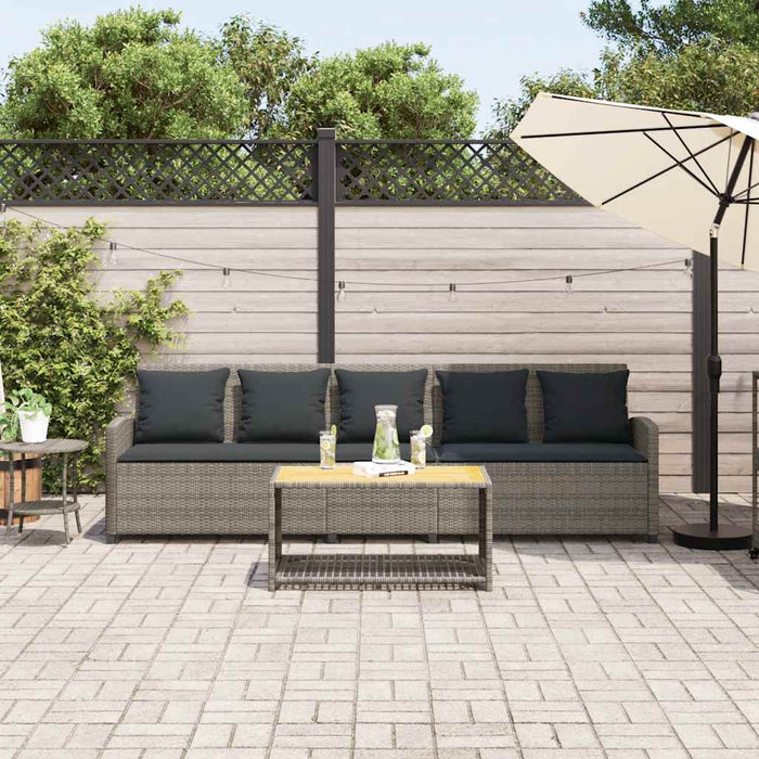 Garden Sofa 5-Seater With Cushions Grey Poly Rattan Aobaooa