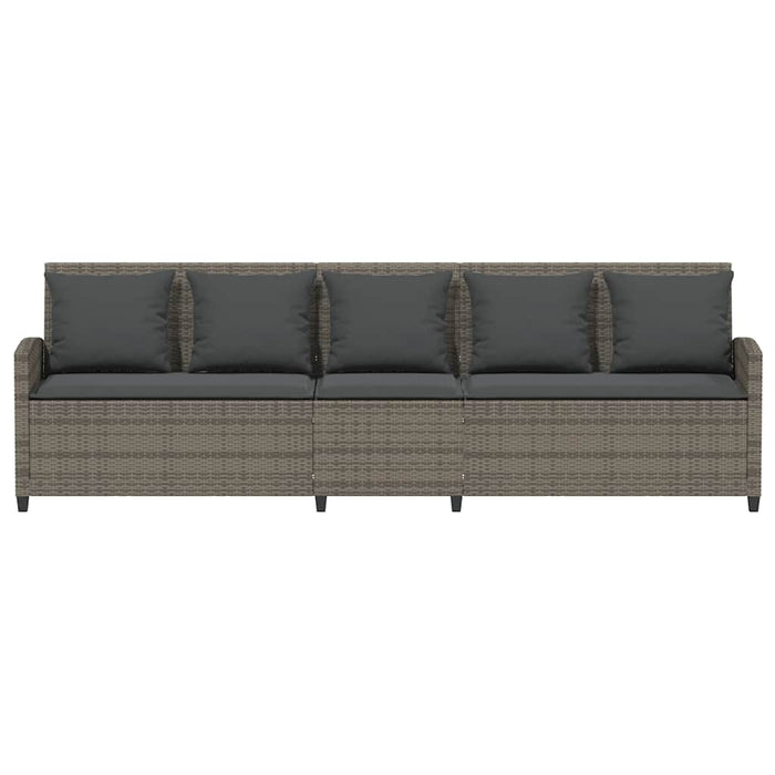 Garden Sofa 5-Seater With Cushions Grey Poly Rattan Aobaooa