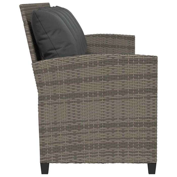 Garden Sofa 5-Seater With Cushions Grey Poly Rattan Aobaooa