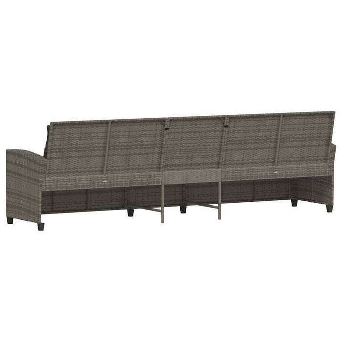 Garden Sofa 5-Seater With Cushions Grey Poly Rattan Aobaooa