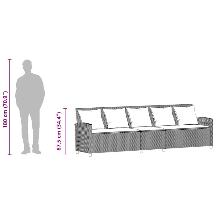 Garden Sofa 5-Seater With Cushions Grey Poly Rattan Aobaooa