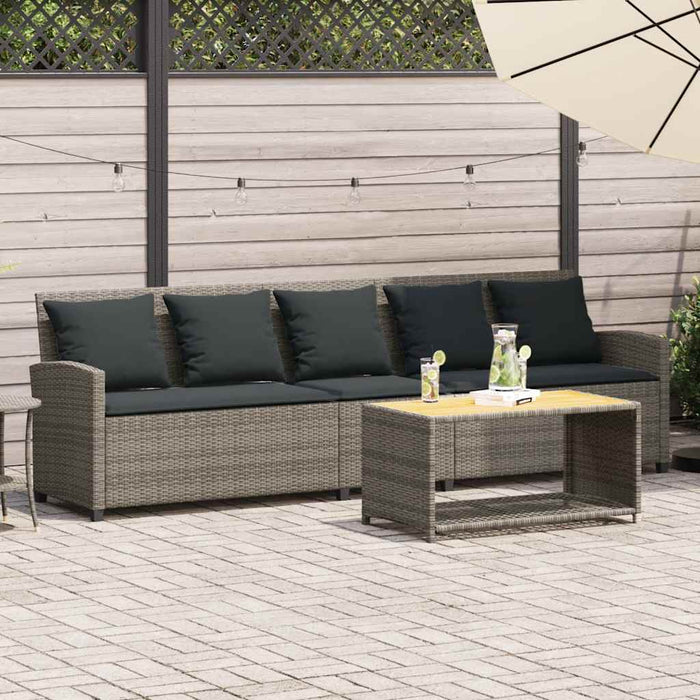 Garden Sofa 5-Seater With Cushions Grey Poly Rattan Aobaooa