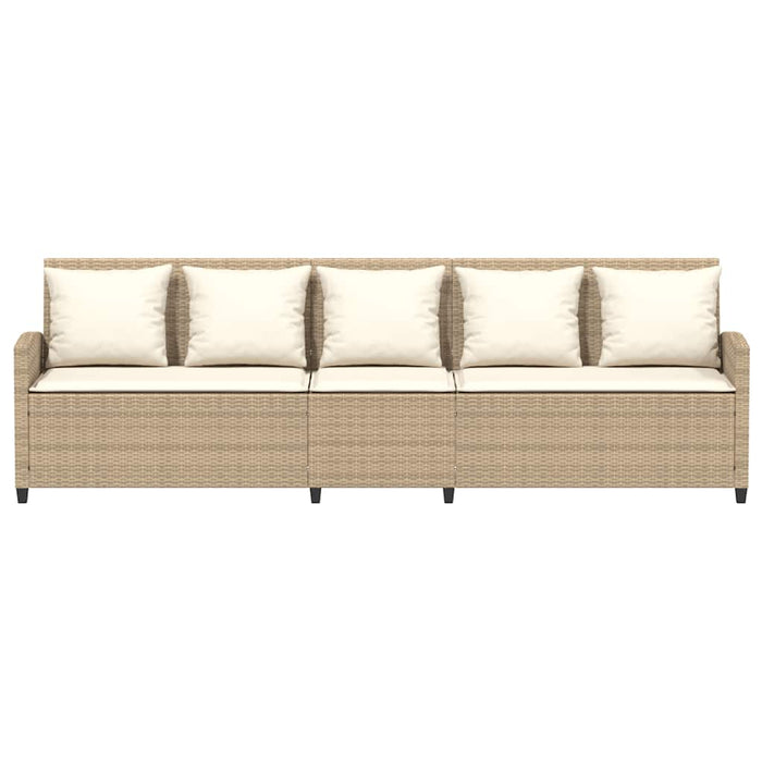 Garden Sofa 5-Seater With Cushions Beige Poly Rattan Aobaoop