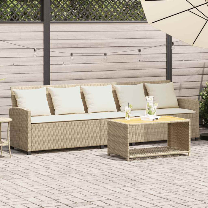Garden Sofa 5-Seater With Cushions Beige Poly Rattan Aobaoop