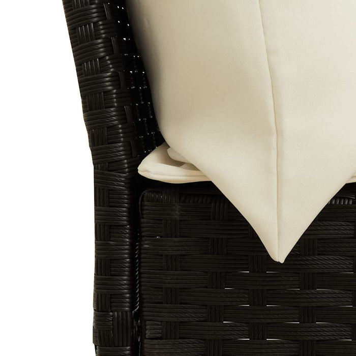 Garden Sofa With Cushions Black Poly Rattan Aobaoxo